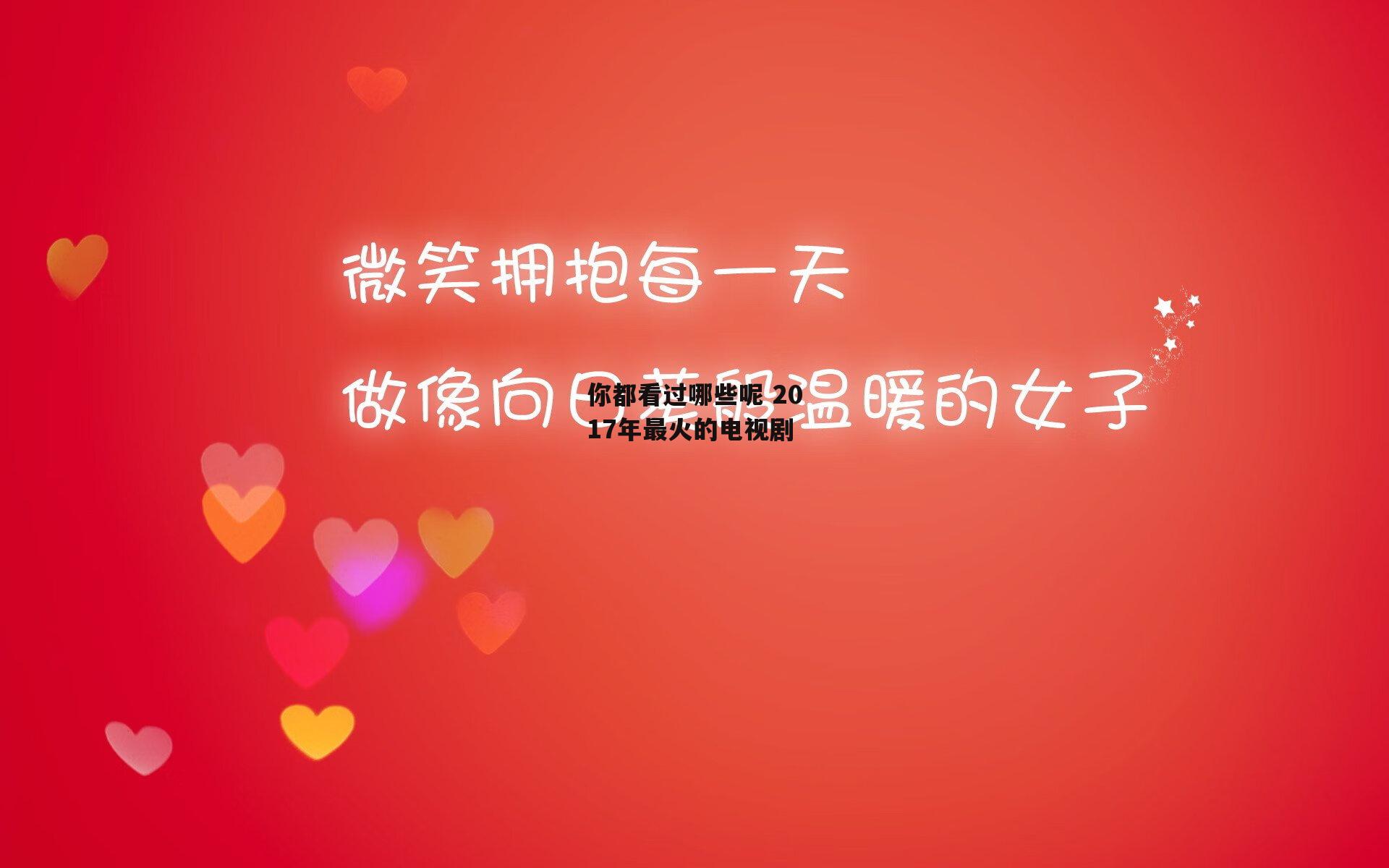 你都看过哪些呢 2017年最火的电视剧